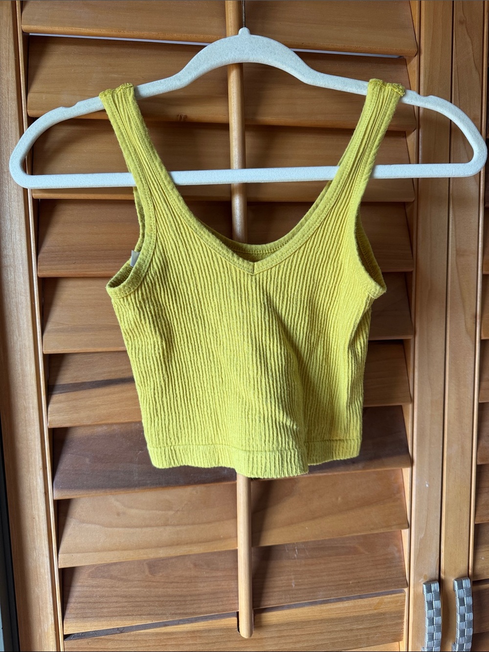 Urban Outfitters Out From Under Ribbed V‑Neck Crop Tank in Mustard Yellow size M